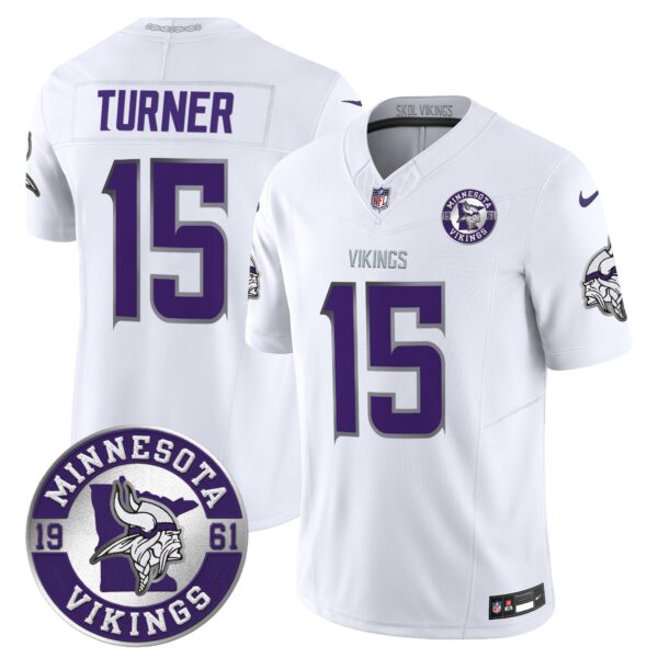 Minnesota Vikings Dallas Turner Est. 1961 Patch 2024 Vapor Limited Jersey - All Stitched - Winter Warrior