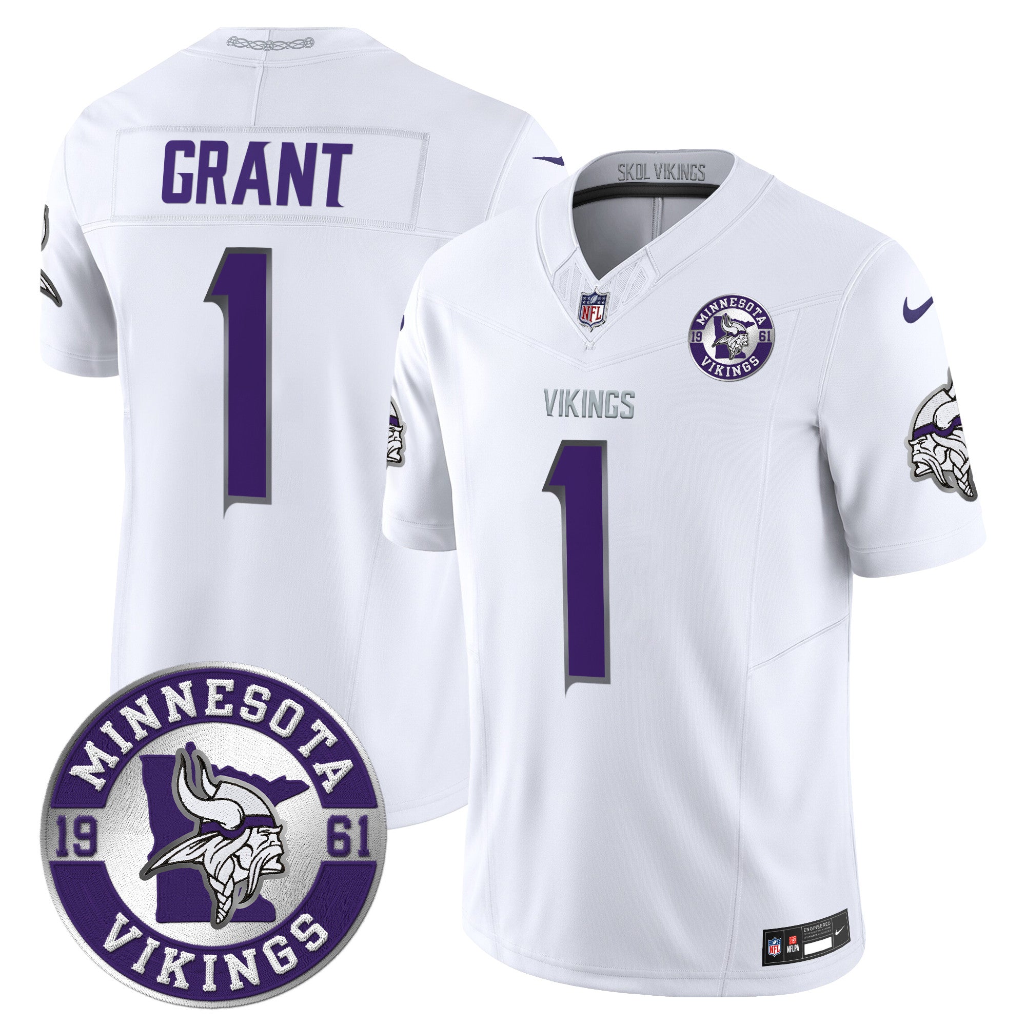 Minnesota Vikings Bud Grant Est. 1961 Patch 2024 Vapor Limited Jersey - All Stitched - Winter Warrior