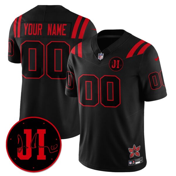 Indianapolis Colts 'Stranger Things Edition' Jim Irsay Patch Vapor Limited Custom Jersey - All Stitched - Black