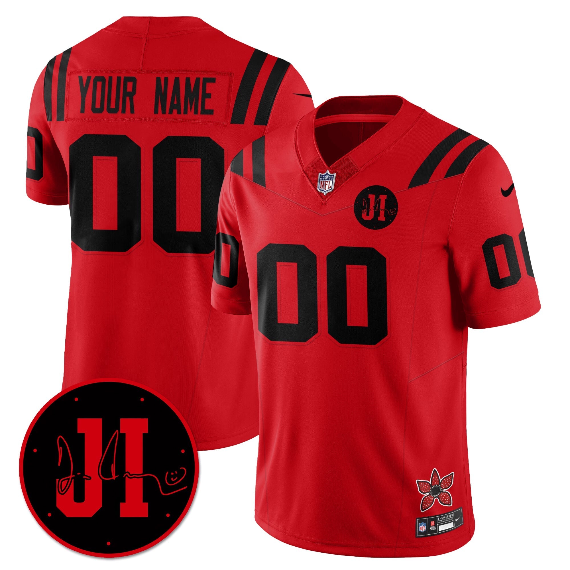 Indianapolis Colts 'Stranger Things Edition' Jim Irsay Patch Vapor Limited Custom Jersey - All Stitched - Red