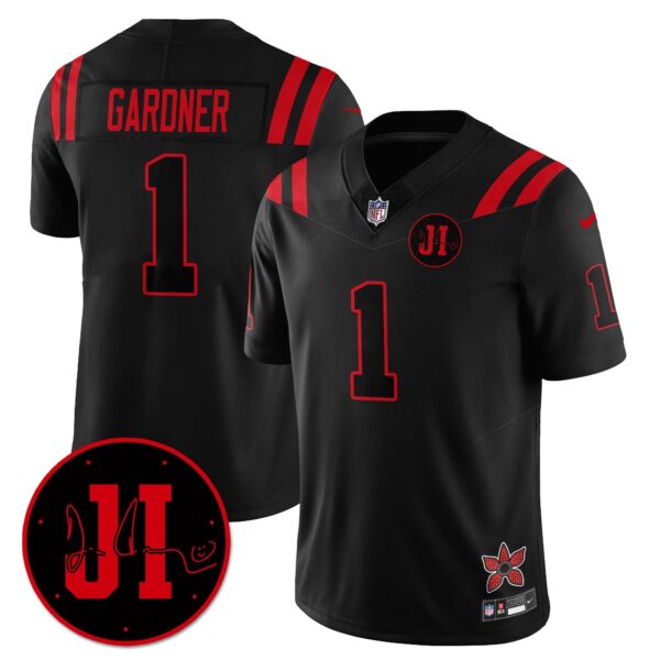 Indianapolis Colts Sauce Gardner 'Stranger Things Edition' Jim Irsay Patch Vapor Limited Jersey - All Stitched - Black