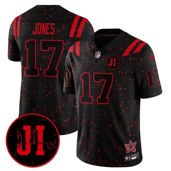 Indianapolis Colts Daniel Jones 'Stranger Things Edition' Jim Irsay Patch Vapor Limited Jersey - All Stitched - Black Limited