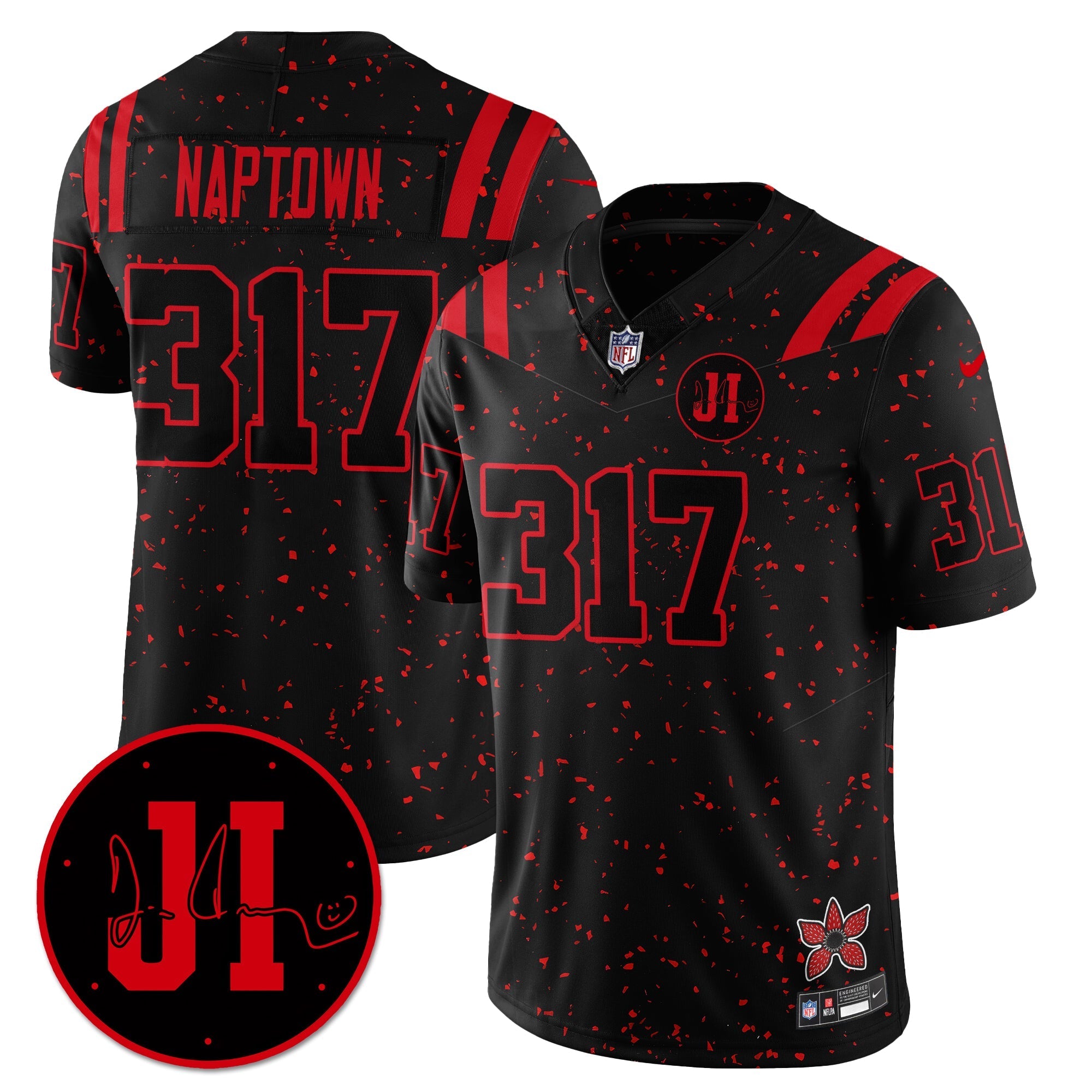 Indianapolis Colts Naptown 317 'Stranger Things Edition' Jim Irsay Patch Vapor Limited Jersey - All Stitched - Black Limited