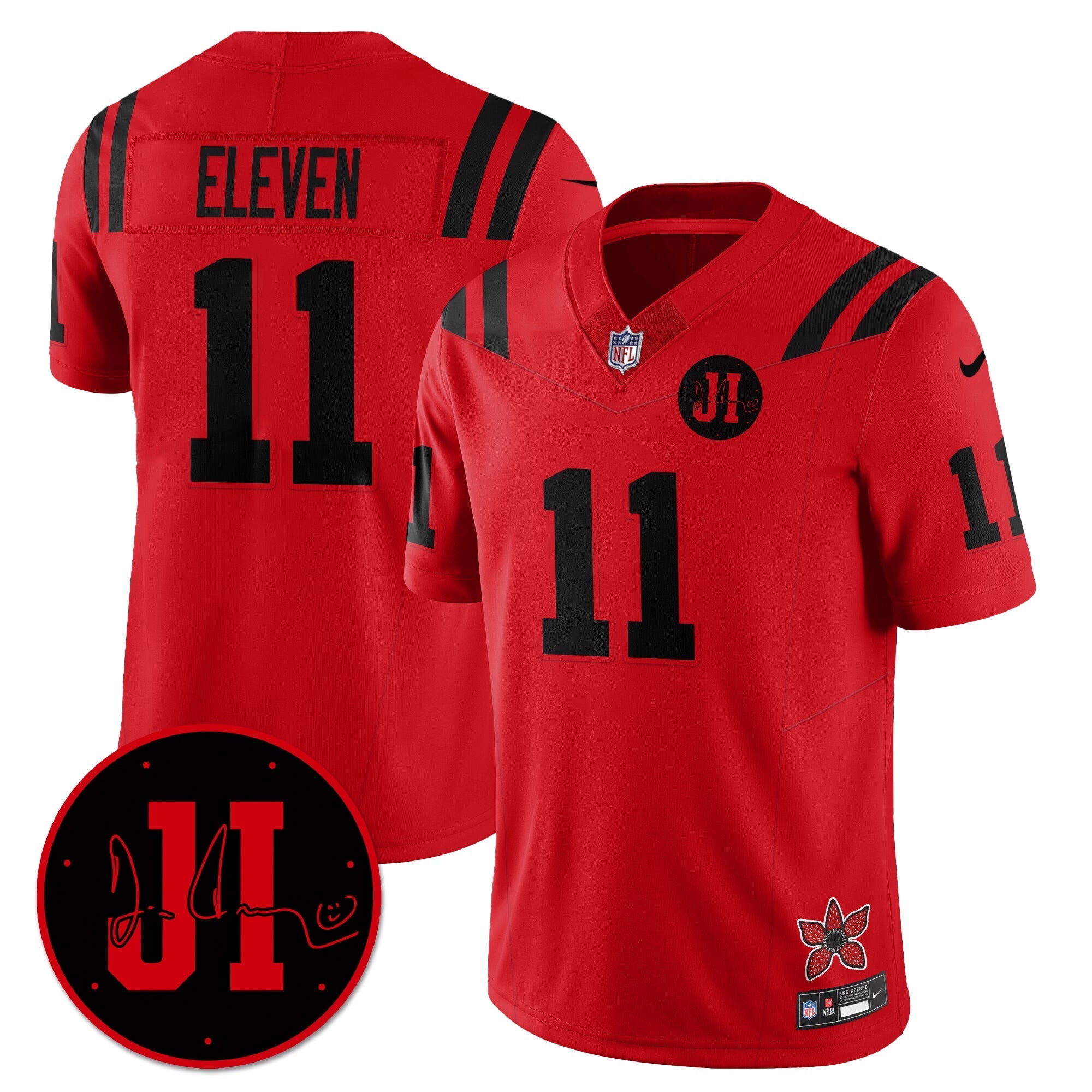 Indianapolis Colts #11 Eleven 'Stranger Things Edition' Jim Irsay Patch Vapor Limited Jersey - All Stitched - Red