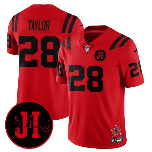Indianapolis Colts Jonathan Taylor 'Stranger Things Edition' Jim Irsay Patch Vapor Limited Jersey - All Stitched - Red