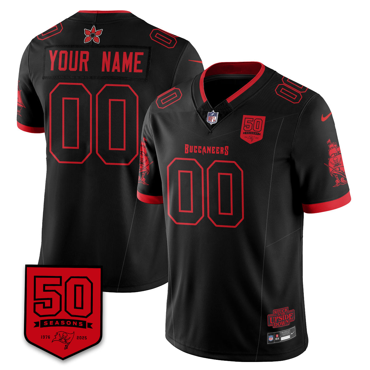 Tampa Bay Buccaneers 'Stranger Things Edition' Vapor Limited Custom Jersey - All Stitched - Black
