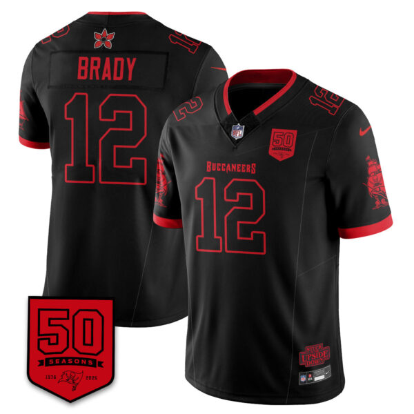 Tampa Bay Buccaneers Tom Brady 'Stranger Things Edition' Vapor Limited Jersey - All Stitched - Black