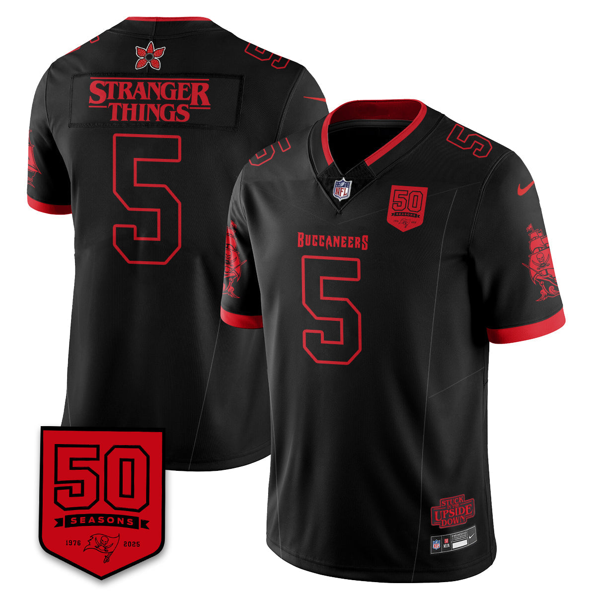Tampa Bay Buccaneers Stranger Things 'Stranger Things Edition' Vapor Limited Jersey - All Stitched - Black