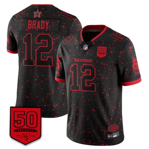 Tampa Bay Buccaneers Tom Brady 'Stranger Things Edition' Vapor Limited Jersey - All Stitched - Black Limited