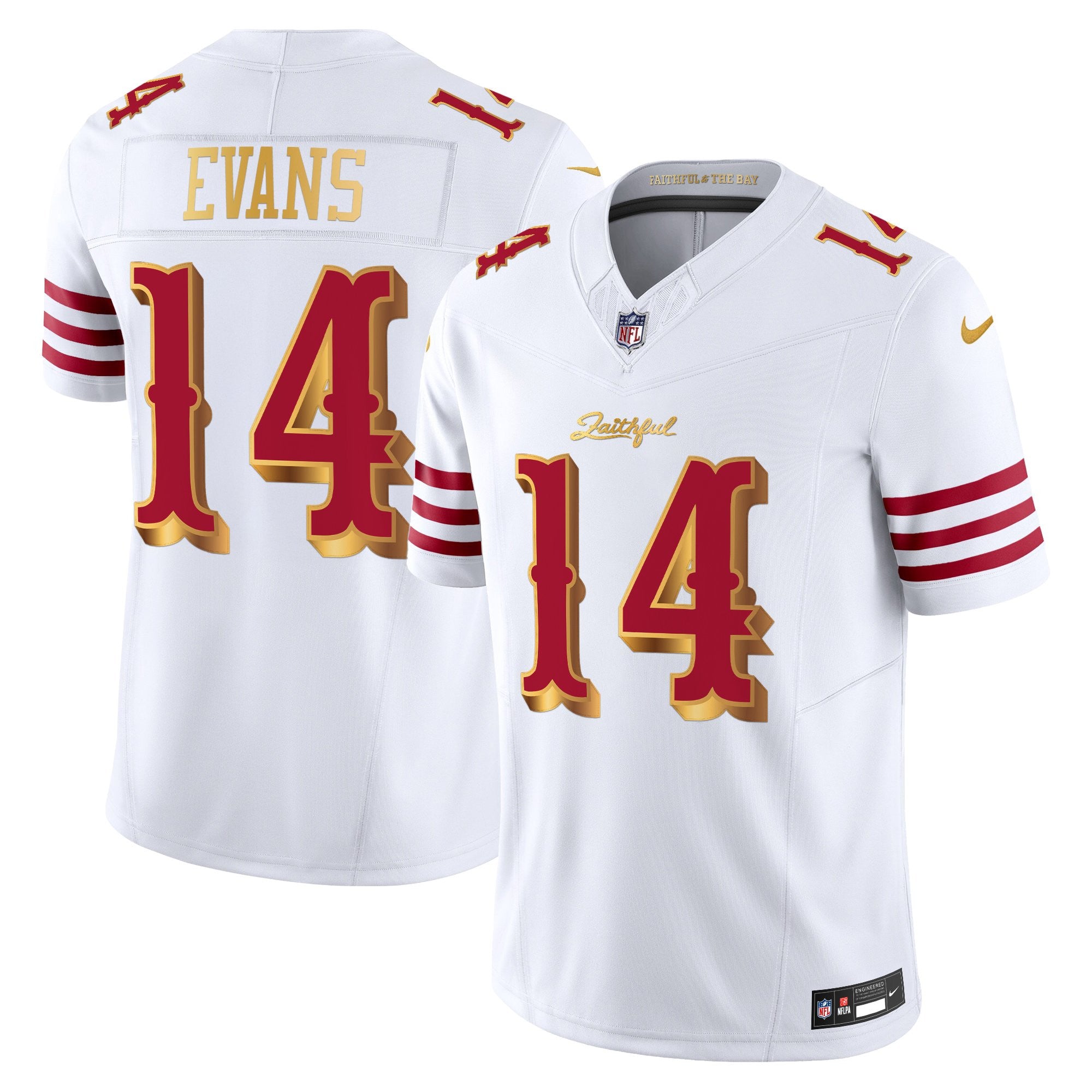 San Francisco 49ers Mike Evans 2025 “Rivalries” Vapor Limited Jersey - All Stitched - White Gold