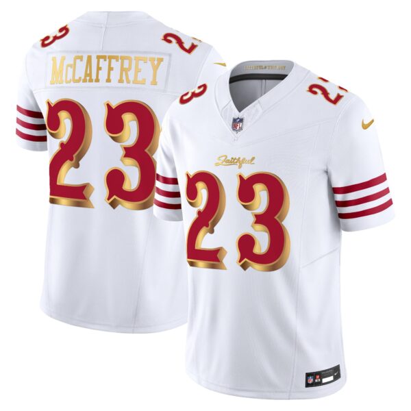 San Francisco 49ers Christian McCaffrey 2025 “Rivalries” Vapor Limited Jersey - All Stitched - White Gold