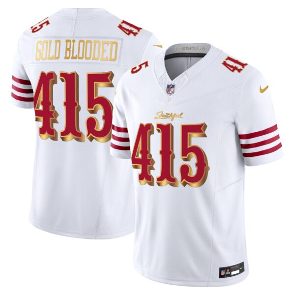 San Francisco 49ers Gold Blooded 415 2025 “Rivalries” Vapor Limited Jersey - All Stitched - White Gold