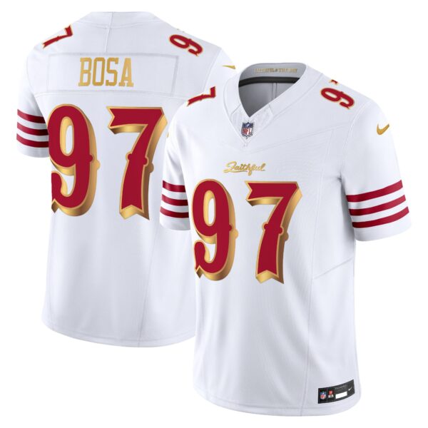 San Francisco 49ers Nick Bosa 2025 “Rivalries” Vapor Limited Jersey - All Stitched - White Gold