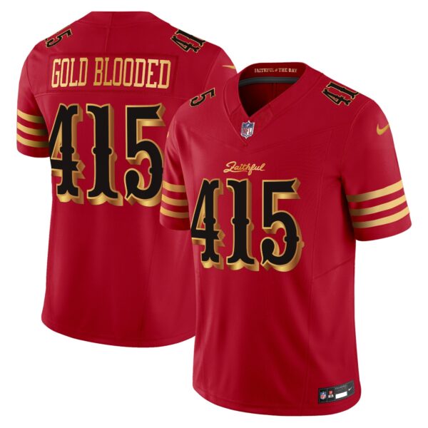 San Francisco 49ers Gold Blooded 415 2025 “Rivalries” Vapor Limited Jersey - All Stitched - Red Gold