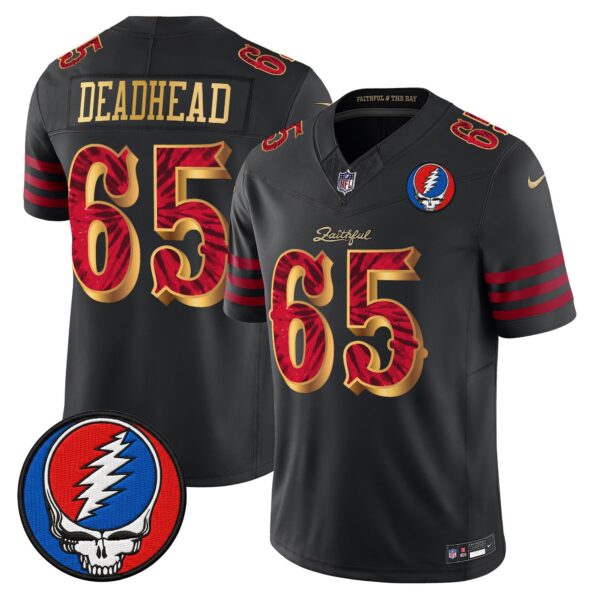 San Francisco 49ers 1965 Deadhead Grateful Dead Rivalries Edition Vapor Limited Jersey - All Stitched - Black Gold