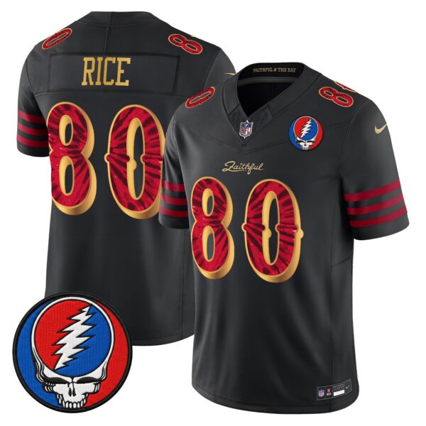 San Francisco 49ers Jerry Rice Grateful Dead Rivalries Edition Vapor Limited Jersey - All Stitched - Black Gold