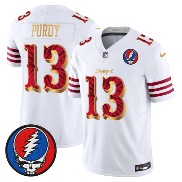 San Francisco 49ers Brock Purdy Grateful Dead Rivalries Edition Vapor Limited Jersey - All Stitched - White Gold
