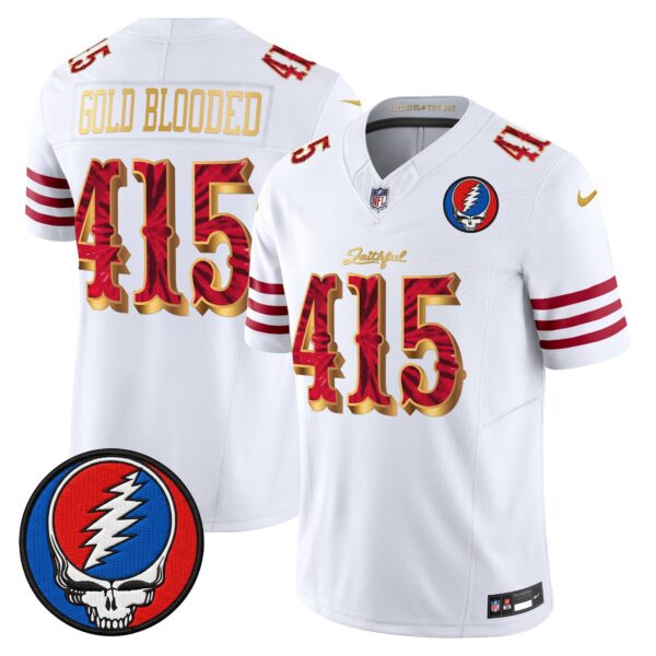 San Francisco 49ers Gold Blooded 415 Grateful Dead Rivalries Edition Vapor Limited Jersey - All Stitched - White Gold