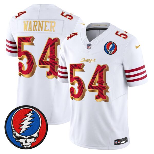 San Francisco 49ers Fred Warner Grateful Dead Rivalries Edition Vapor Limited Jersey - All Stitched - White Gold