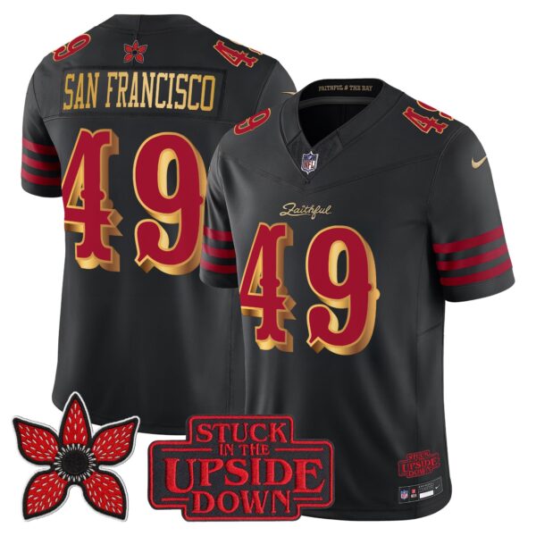 San Francisco 49ers #49 San Francisco Gold Blooded 415 'Stranger Things Edition' Vapor Limited Jersey - All Stitched - Black Rivalries
