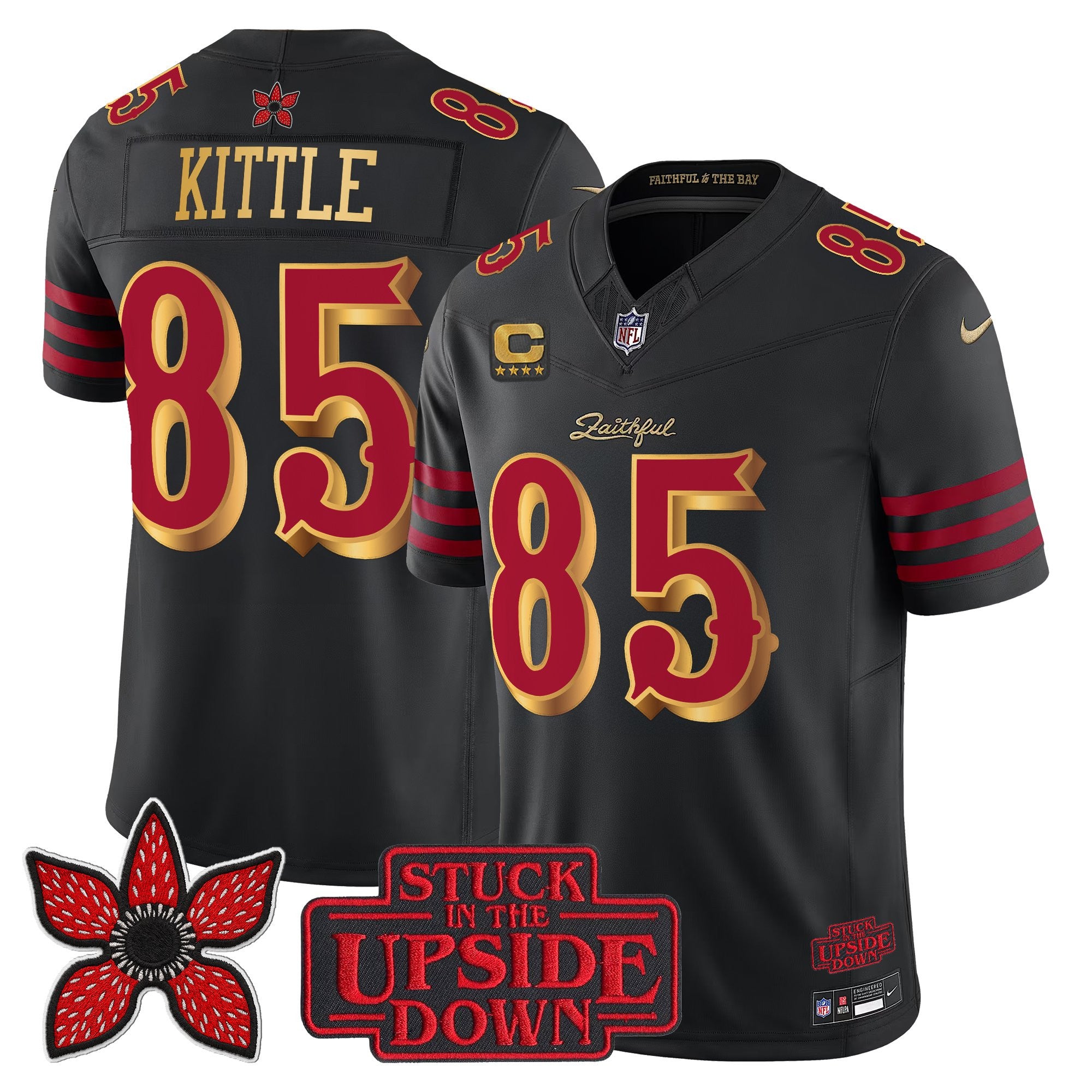 San Francisco 49ers George Kittle 'Stranger Things Edition' Vapor Limited Jersey - All Stitched - Black Rivalries