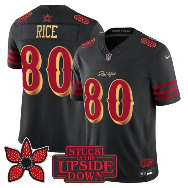 San Francisco 49ers Jerry Rice 'Stranger Things Edition' Vapor Limited Jersey - All Stitched - Black Rivalries