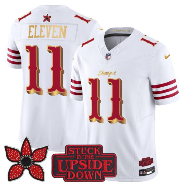 San Francisco 49ers #11 Eleven 'Stranger Things Edition' Vapor Limited Jersey - All Stitched - White Gold