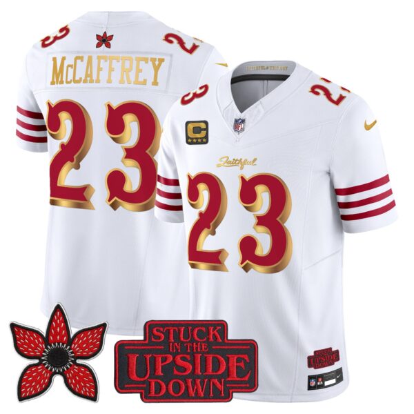 San Francisco 49ers Christian McCaffrey 'Stranger Things Edition' Vapor Limited Jersey - All Stitched - White Gold