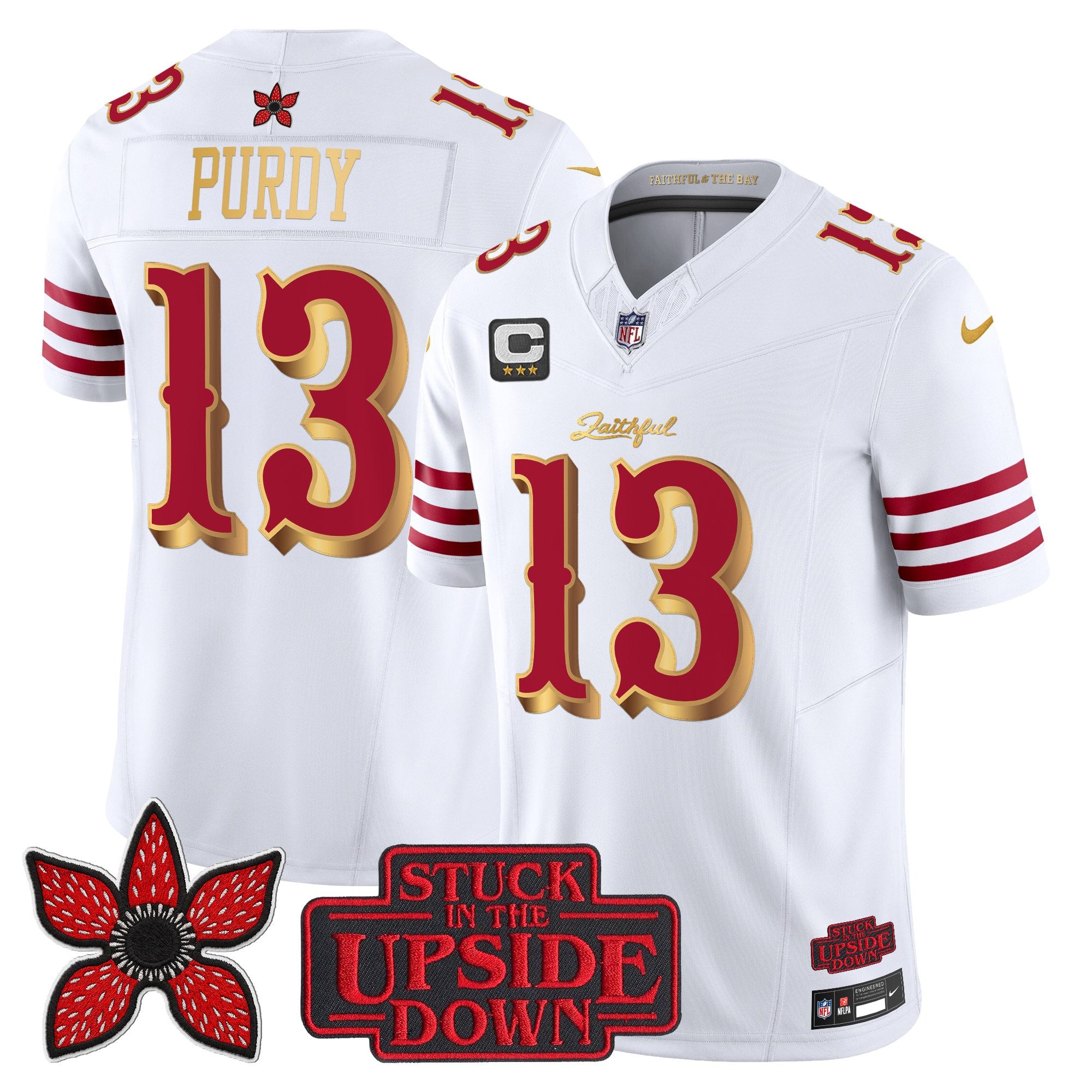 San Francisco 49ers Brock Purdy 'Stranger Things Edition' Vapor Limited Jersey - All Stitched - White Gold