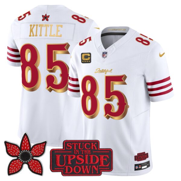 San Francisco 49ers George Kittle 'Stranger Things Edition' Vapor Limited Jersey - All Stitched - White Gold