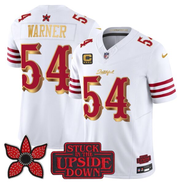 San Francisco 49ers Fred Warner 'Stranger Things Edition' Vapor Limited Jersey - All Stitched - White Gold
