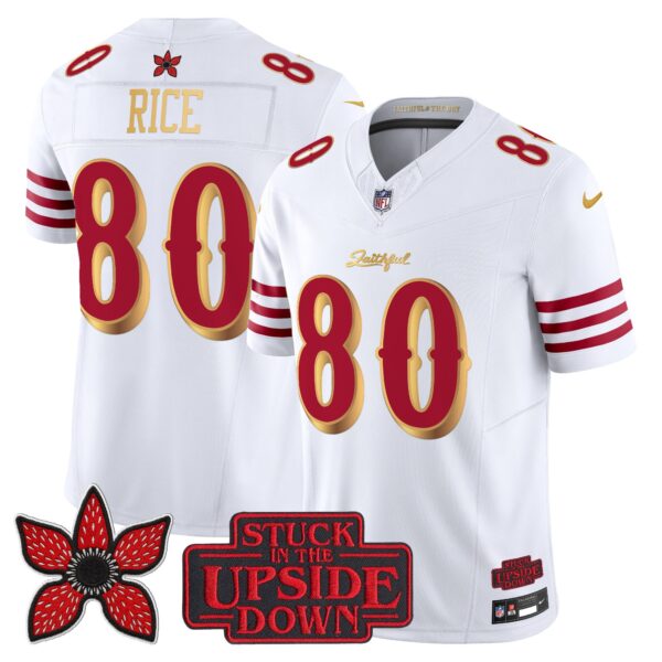 San Francisco 49ers Jerry Rice 'Stranger Things Edition' Vapor Limited Jersey - All Stitched - White Gold