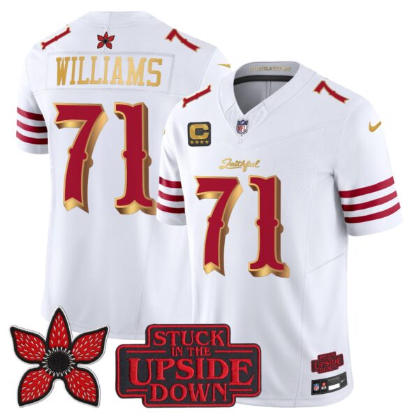 San Francisco 49ers Trent Williams 'Stranger Things Edition' Vapor Limited Jersey - All Stitched - White Gold