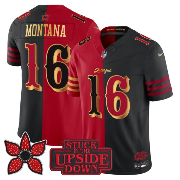 San Francisco 49ers Joe Montana 'Stranger Things Edition' Vapor Limited Jersey - All Stitched - Split
