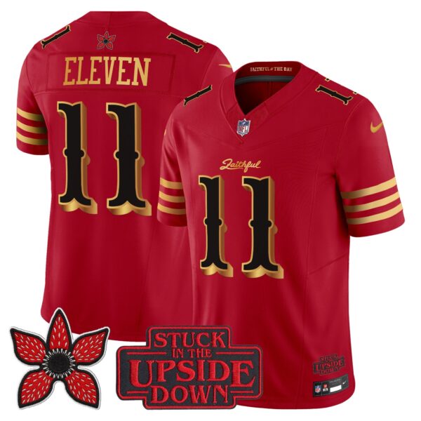 San Francisco 49ers #11 Eleven 'Stranger Things Edition' Vapor Limited Jersey - All Stitched - Red Gold