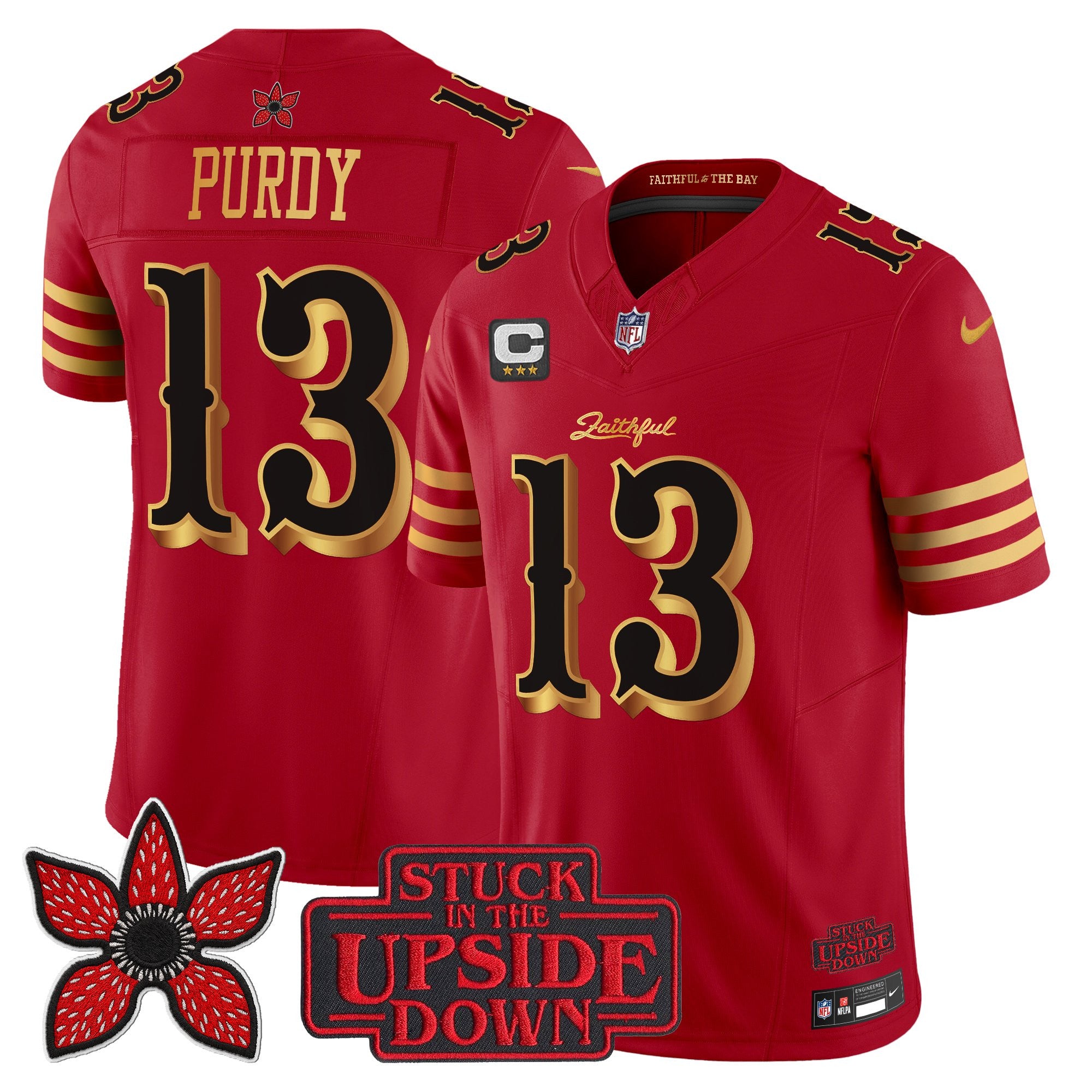 San Francisco 49ers Brock Purdy 'Stranger Things Edition' Vapor Limited Jersey - All Stitched - Red Gold