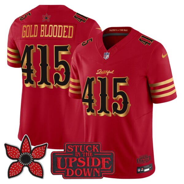 San Francisco 49ers San Francisco 'Stranger Things Edition' Vapor Limited Jersey - All Stitched - Red Gold