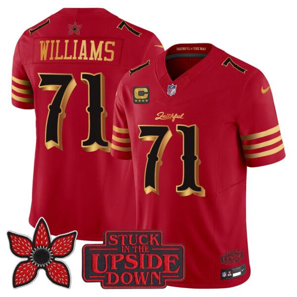San Francisco 49ers Trent Williams 'Stranger Things Edition' Vapor Limited Jersey - All Stitched - Red Gold