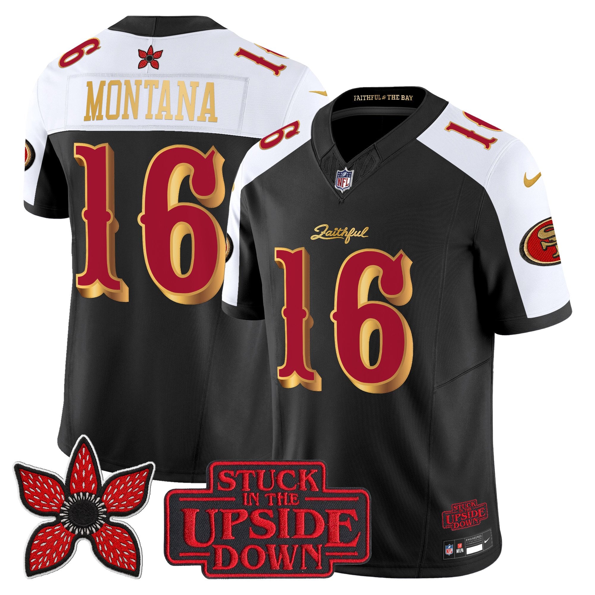 San Francisco 49ers Joe Montana 'Stranger Things Edition' Vapor Limited Jersey - All Stitched - Black Alternate