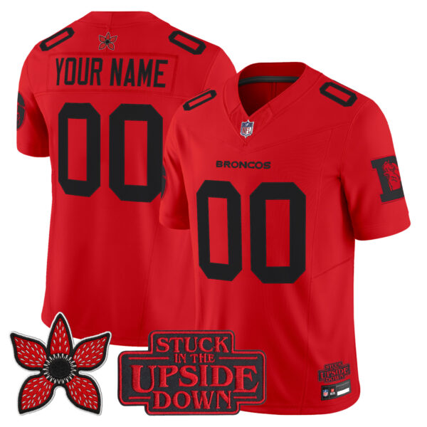 Denver Broncos 'Stranger Things Edition' Throwback Vapor Limited Custom Jersey - All Stitched - Red