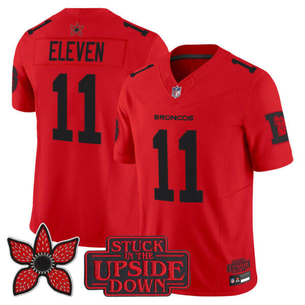 Denver Broncos #11 Eleven Stranger Things Edition Throwback Vapor Limited Jersey - All Stitched - Red