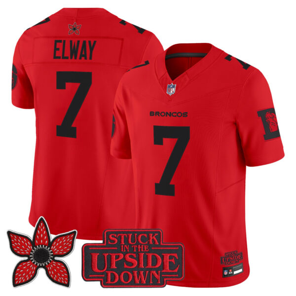 Denver Broncos John Elway Stranger Things Edition Throwback Vapor Limited Jersey - All Stitched - Red