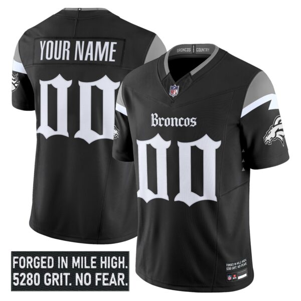 Denver Broncos 'Gothic Mile High Shadows Edition' Vapor Limited Custom Jersey - All Stitched - Black