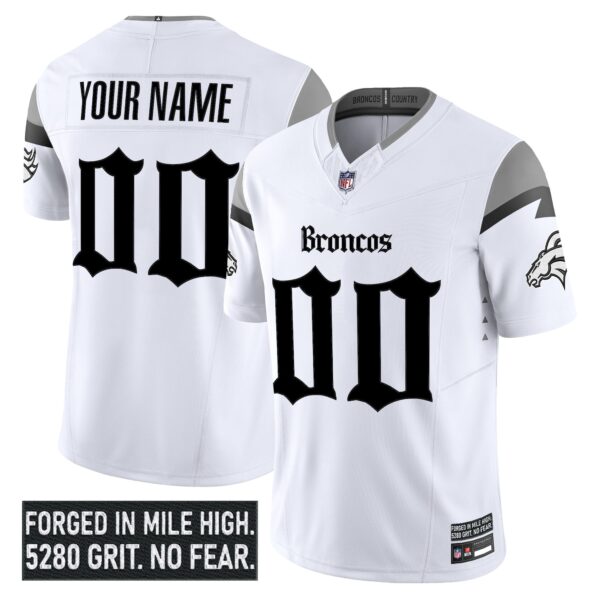 Denver Broncos 'Gothic Mile High Shadows Edition' Vapor Limited Custom Jersey - All Stitched - White