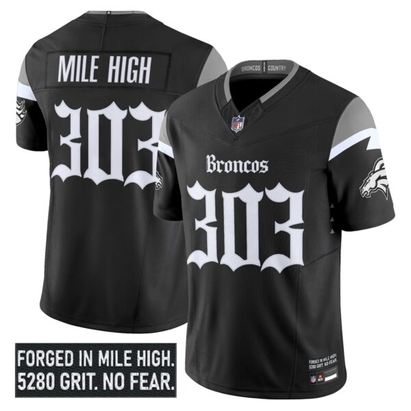 Denver Broncos Mile High 303 Gothic Mile High Shadows Edition Vapor Limited Jersey - All Stitched - Black