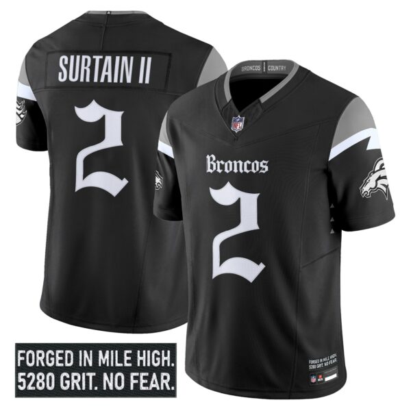 Denver Broncos Patrick Surtain II Gothic Mile High Shadows Edition Vapor Limited Jersey - All Stitched - Black