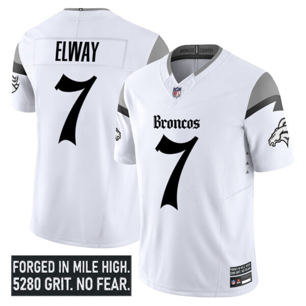 Denver Broncos John Elway Gothic Mile High Shadows Edition Vapor Limited Jersey - All Stitched - White