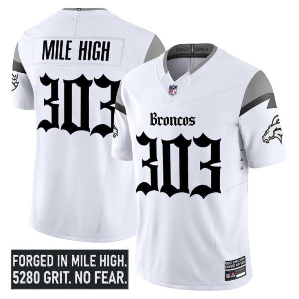 Denver Broncos Mile High 303 Gothic Mile High Shadows Edition Vapor Limited Jersey - All Stitched - White