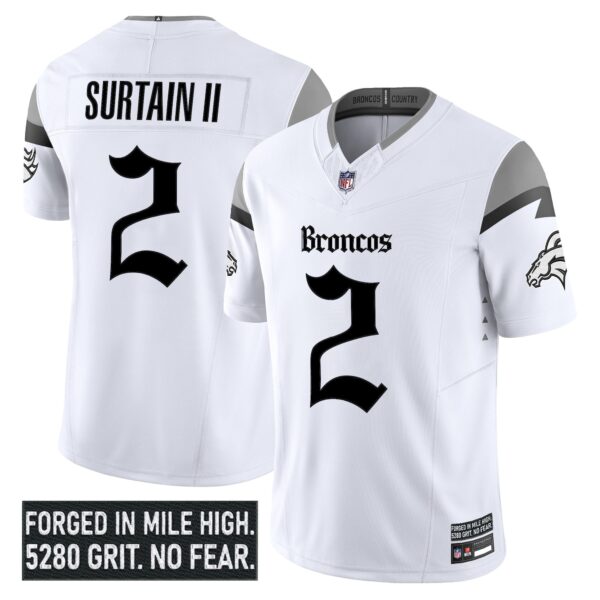 Denver Broncos Patrick Surtain II Gothic Mile High Shadows Edition Vapor Limited Jersey - All Stitched - White