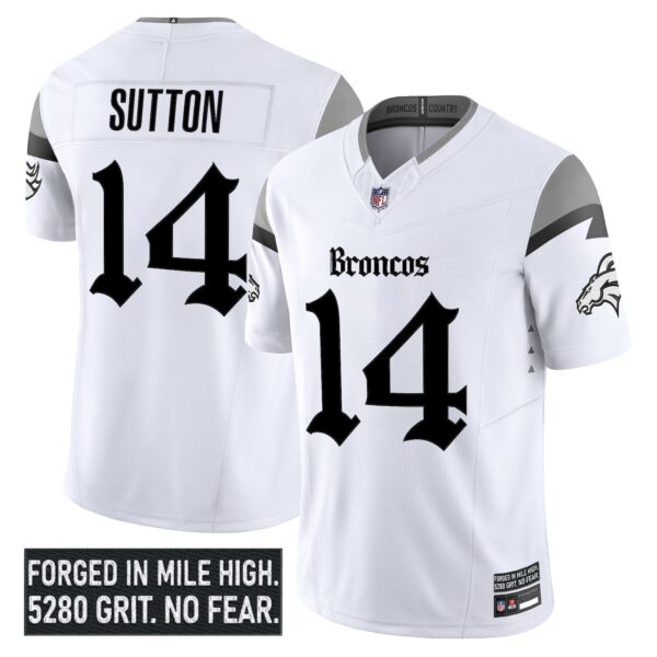 Denver Broncos Courtland Sutton Gothic Mile High Shadows Edition Vapor Limited Jersey - All Stitched - White